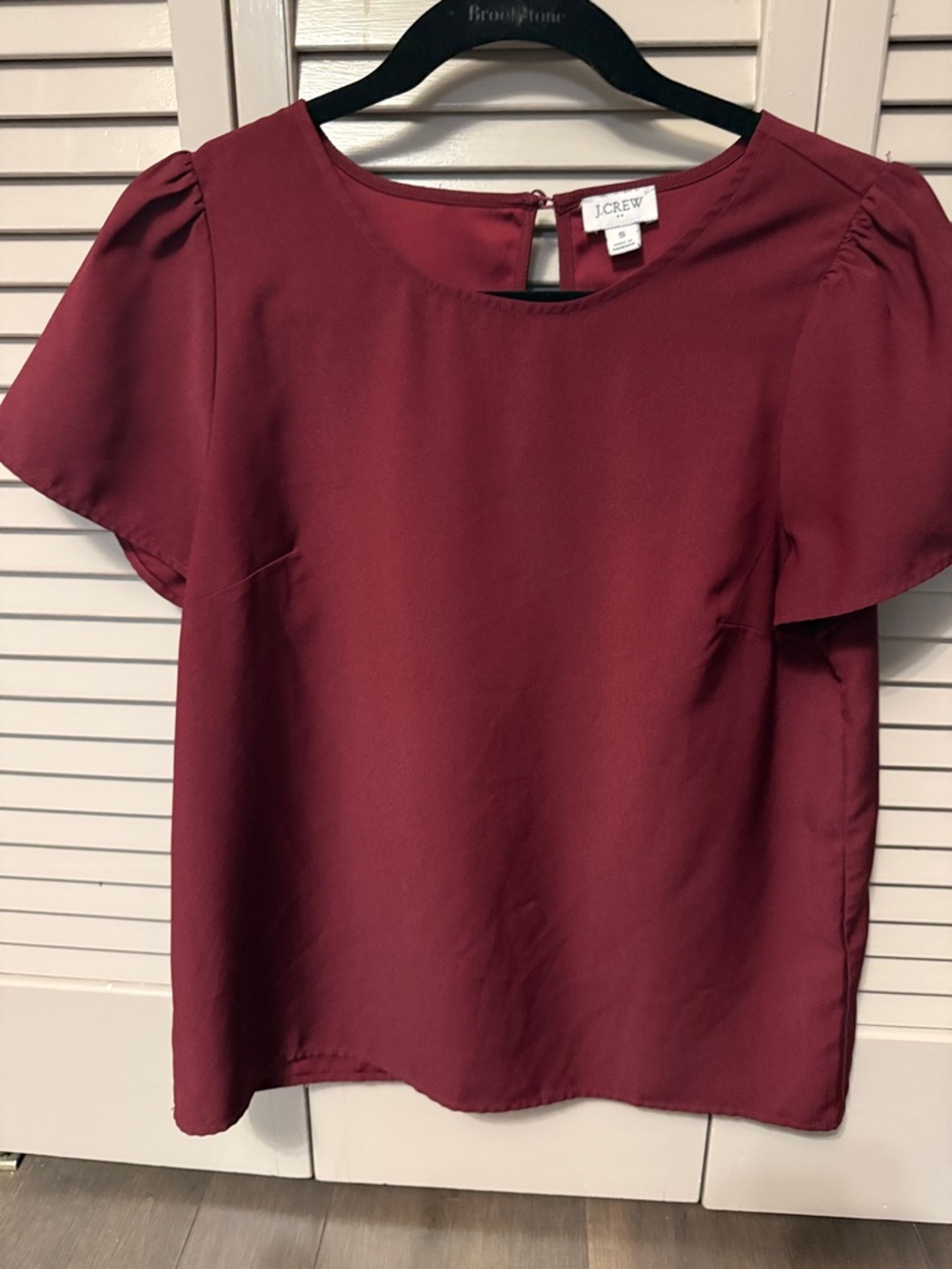J. Crew Wine Red Short Flutter Sleeve Blouse